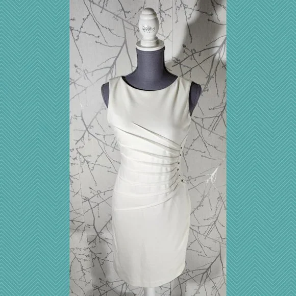 Ivanka Trump Dresses Ivanka Trump White Pleated Sunbeam Sheath Dress Poshmark